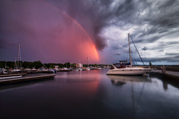 Port Elgin Harbour PEYC Rainbow Storm Sunset